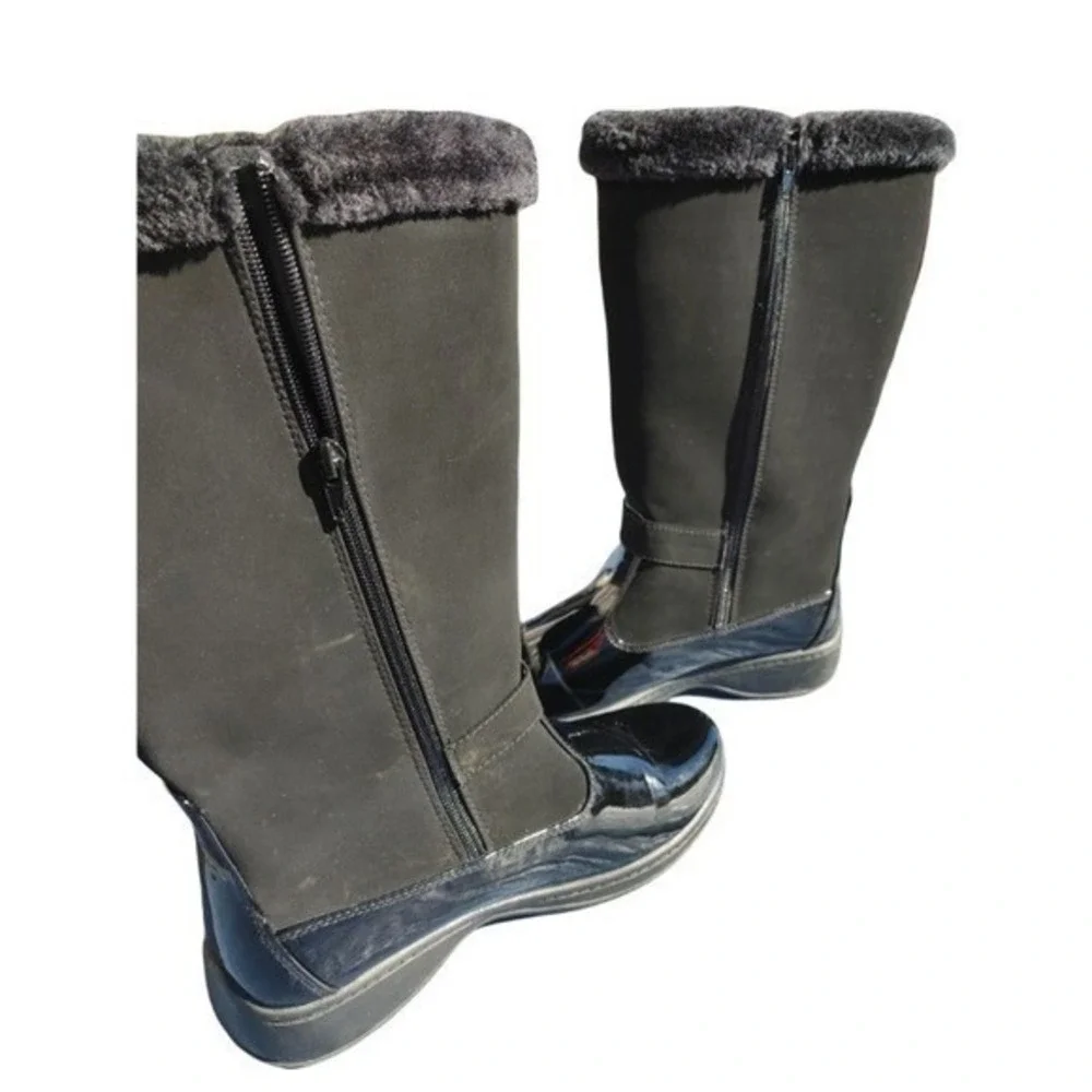 WOMENS TUNDRA TALL BOOTS SIZE 10 BLACK/BLACK PATENT LEATHER